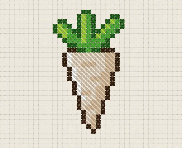 Parsnip Cross Stitch Pattern: preview of the stitched chart