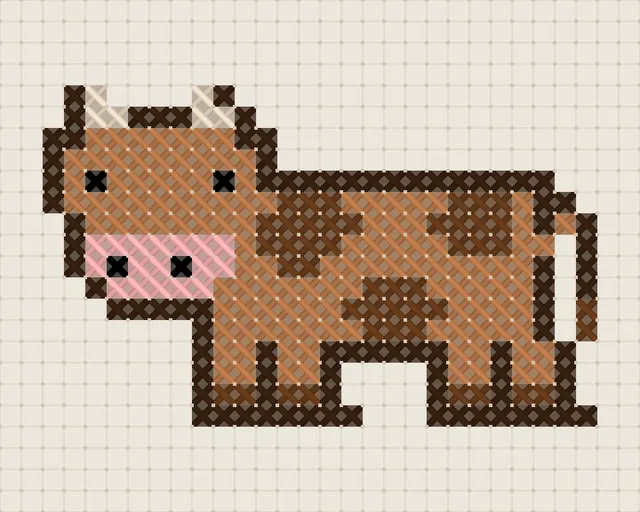 Farm Cow Cross Stitch Pattern: preview of the stitched chart