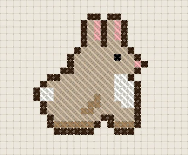 Rabbit Cross Stitch Pattern: preview of the stitched chart