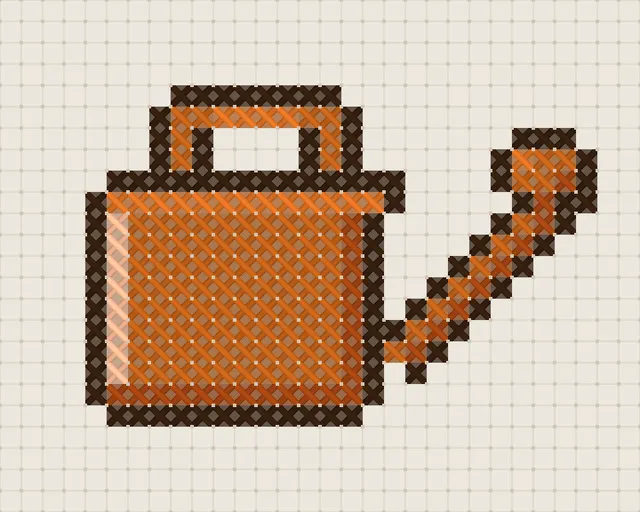 Watering Can Cross Stitch Pattern: preview of the stitched chart