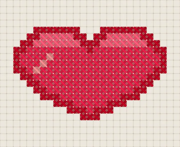 Heart Cross Stitch Pattern: preview of the stitched chart