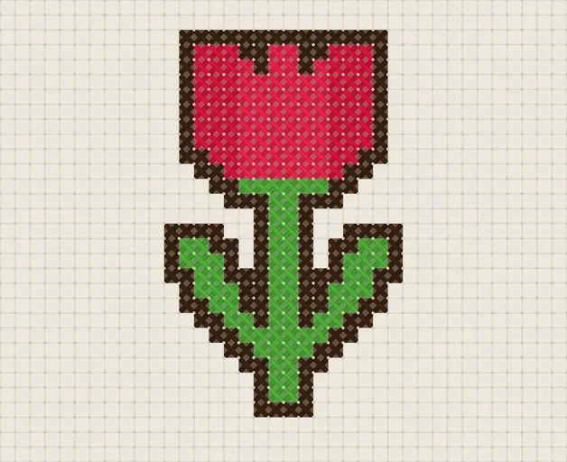 Tulip Cross Stitch Pattern: preview of the stitched chart