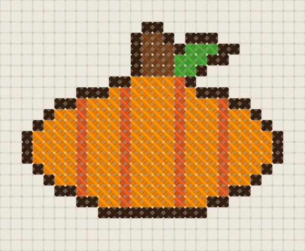 Pumpkin Cross Stitch Pattern: preview of the stitched chart