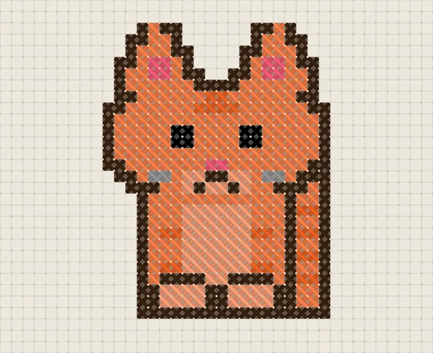 Cat Cross Stitch Pattern: preview of the stitched chart