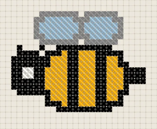Bee Cross Stitch Pattern: preview of the stitched chart