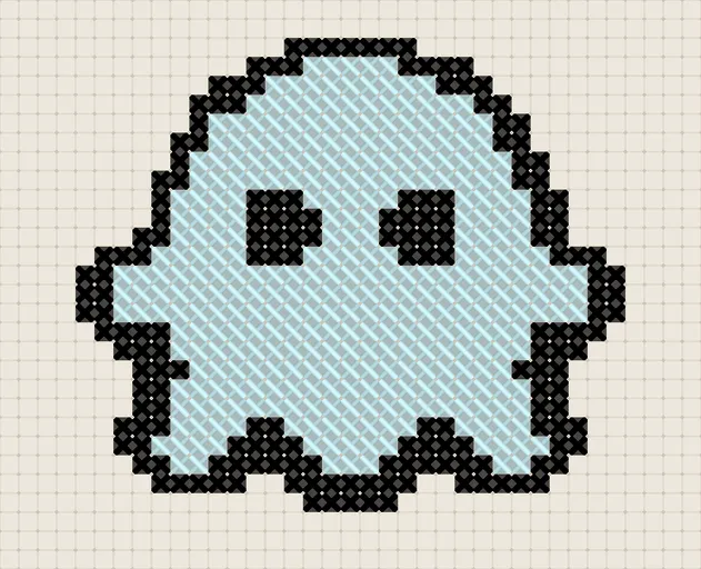 Halloween Ghost Cross Stitch Pattern: preview of the stitched chart