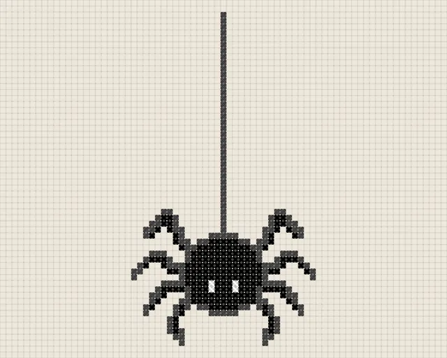 Halloween Spider Cross Stitch Pattern: preview of the stitched chart