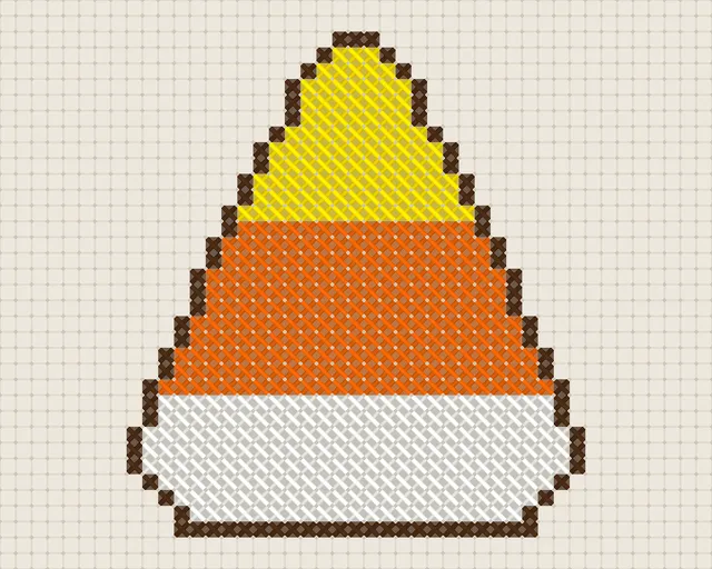 Halloween Candy Corn Cross Stitch Pattern: preview of the stitched chart