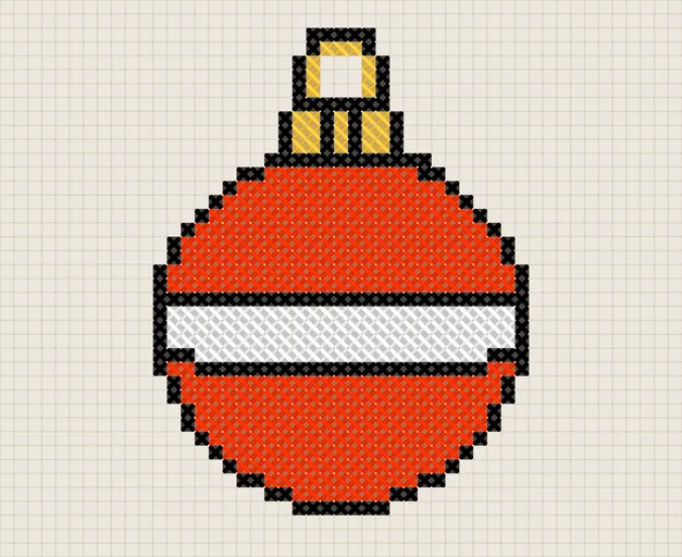 Patrón de punto de cruz: bola de Navidad: vista previa del esquema bordado