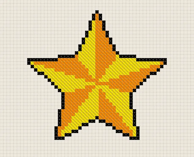 Patrón de punto de cruz: estrella de Navidad: vista previa del esquema bordado