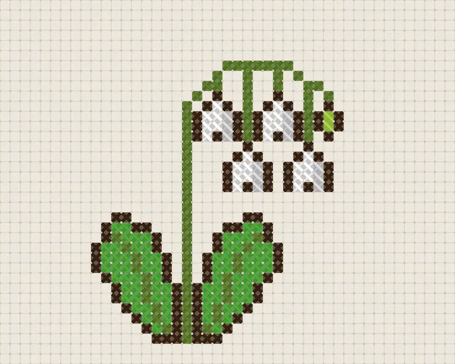 Lily of the Valley Cross Stitch Pattern: preview of the stitched chart